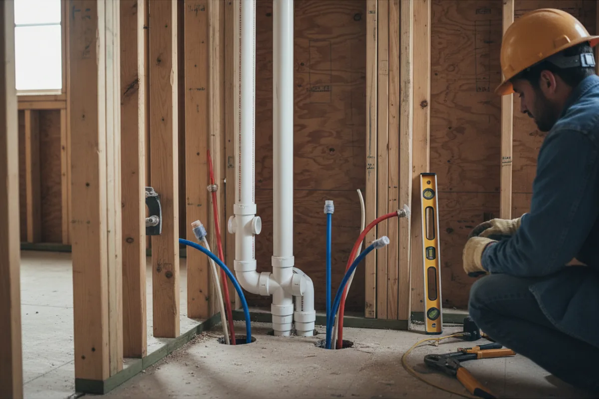 Drain and supply rough-in during Sump Pump Repair in Stratford